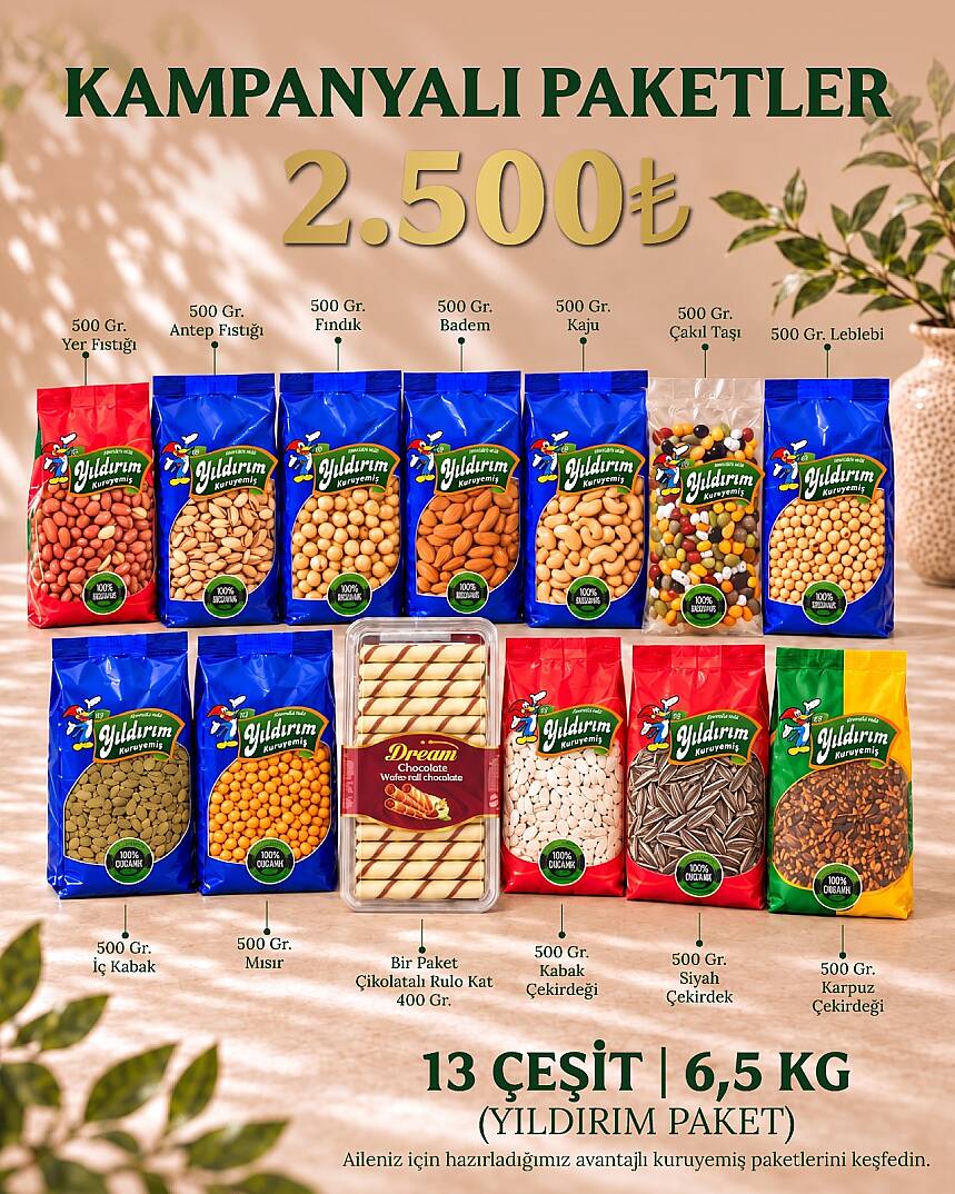 Yıldız Paket – 13 Çeşit 6,5 KG Kuruyemiş Paketi - 1